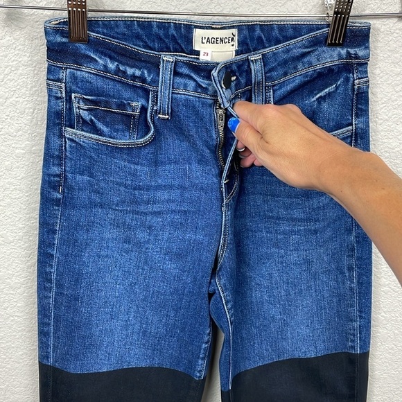 New L’Agence Ruth High Rise Straight Jeans in Magnolia Black Coated 2 Tone Sz 23 - Picture 5 of 15